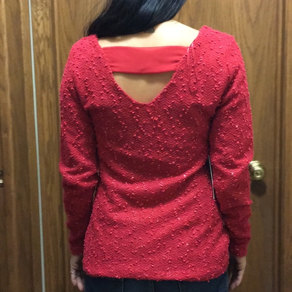 NWT JLO, red textured top. Women’s size small. - Picture 7 of 7